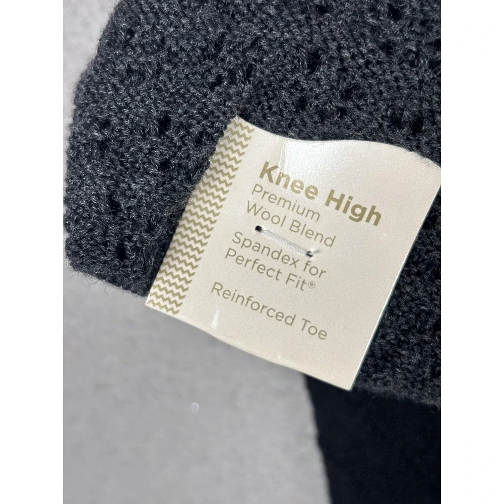 Gold Toe Knee High Socks Womens One Size Black Wool Blend Textured Thermal